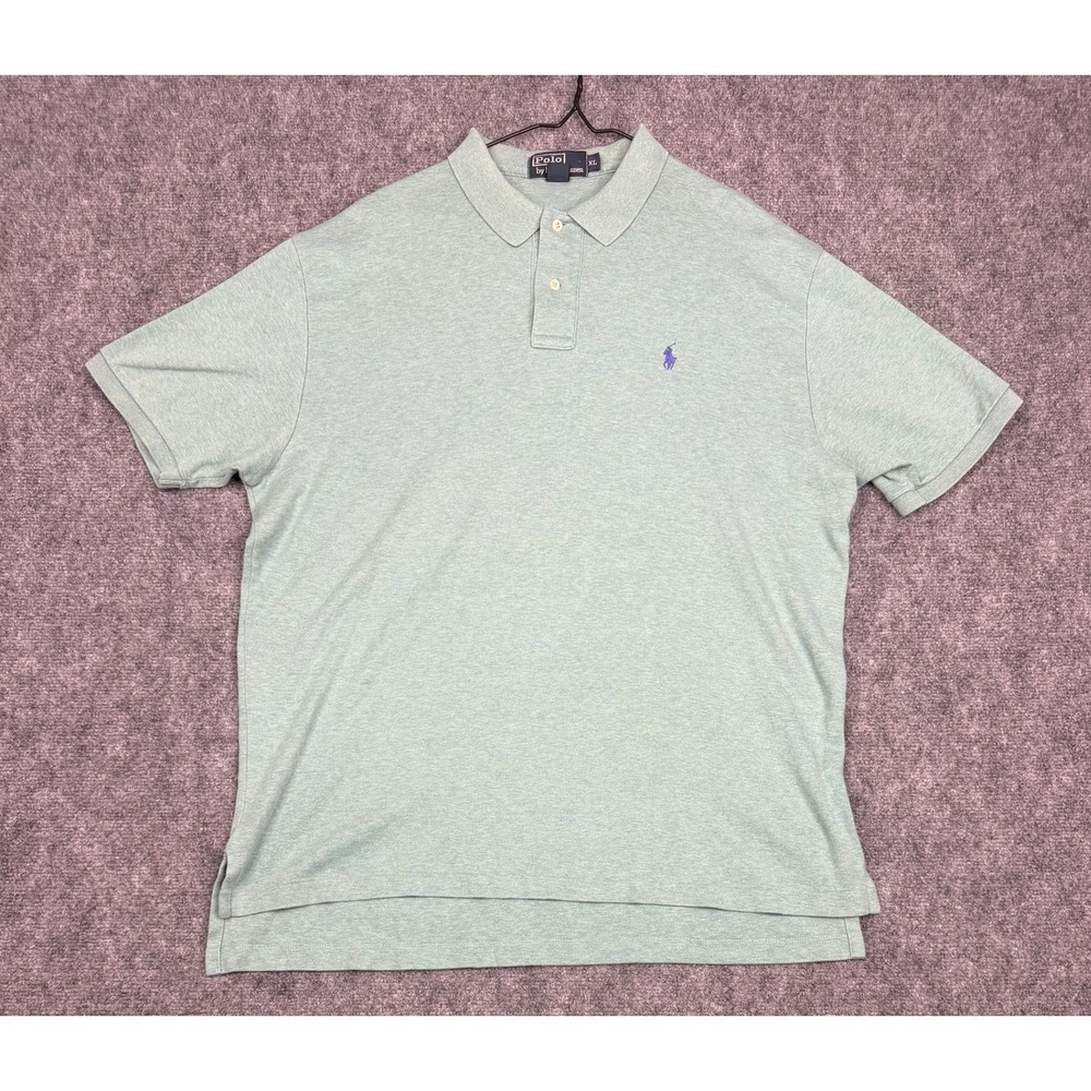 Polo Ralph Lauren Mens XL Polo Shirt Green Heather Short Sleeve Purple Pony Logo